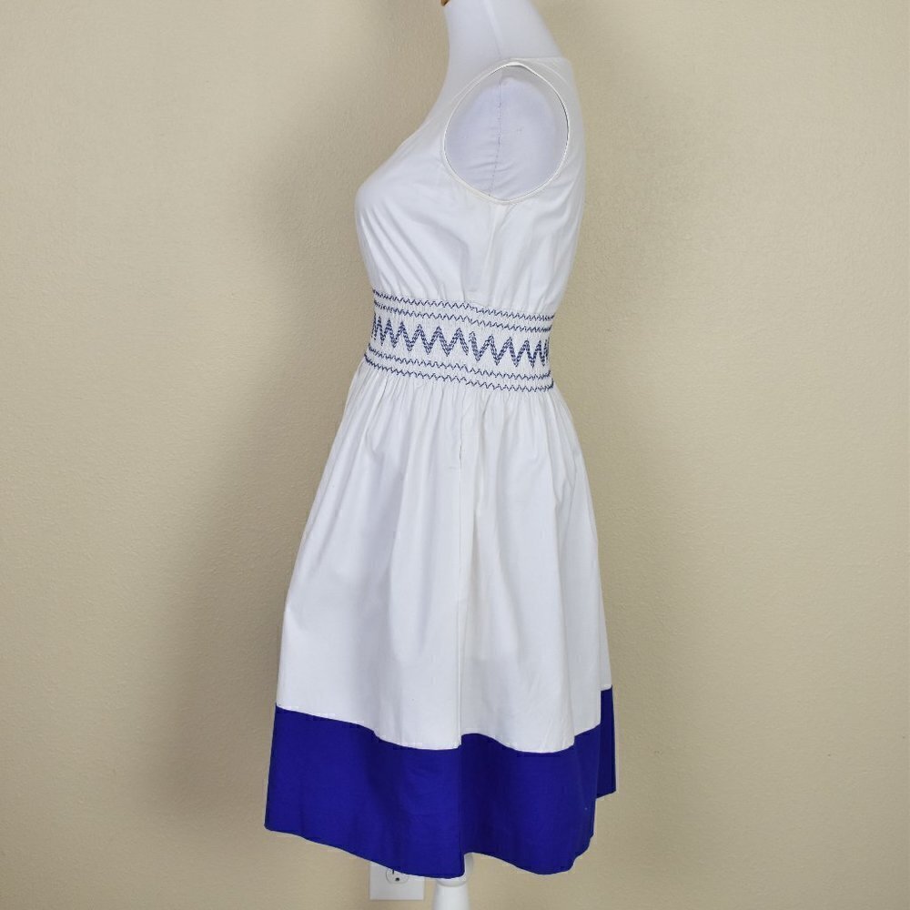 Kate Spade Fit Flare Smocked Poplin Dress XS - Picture 4 of 8